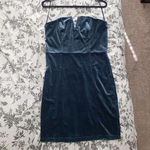 Blue velvet bodycon dress